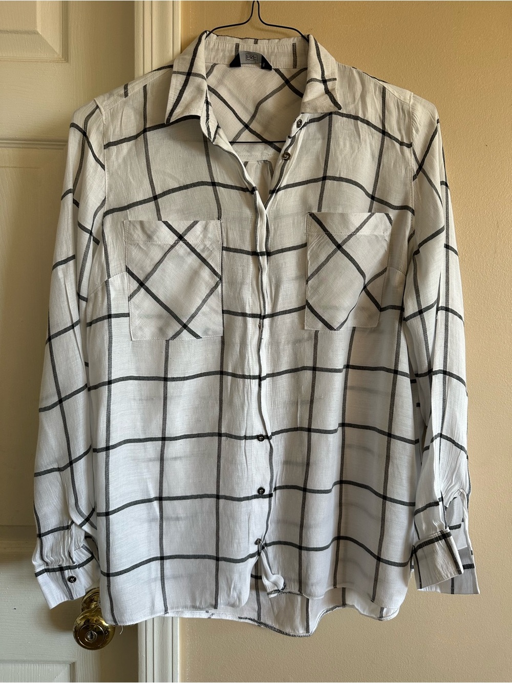 F&F White Shirt with Black Windowpane Check